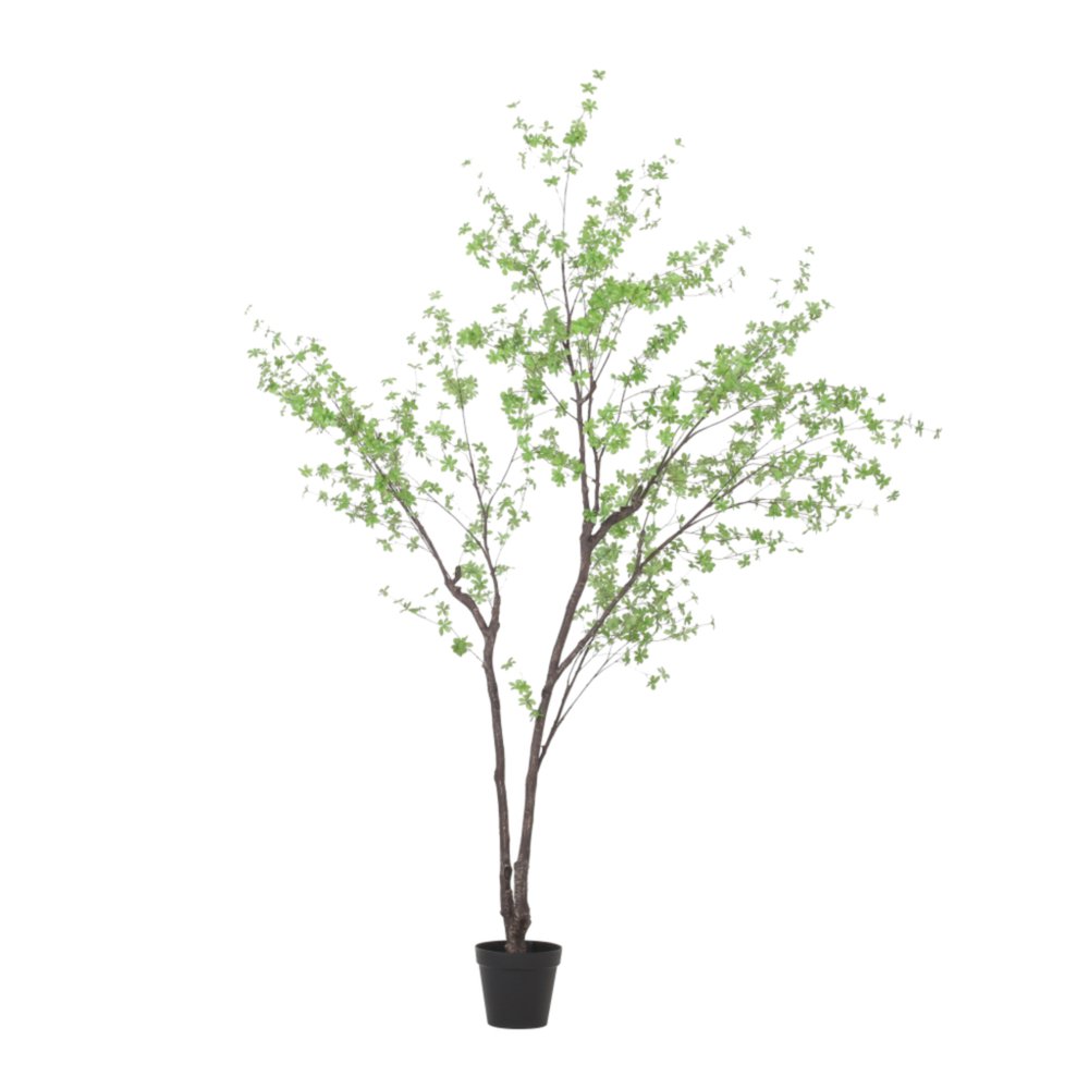 118" Green Artificial In Cylindrical Black Pot