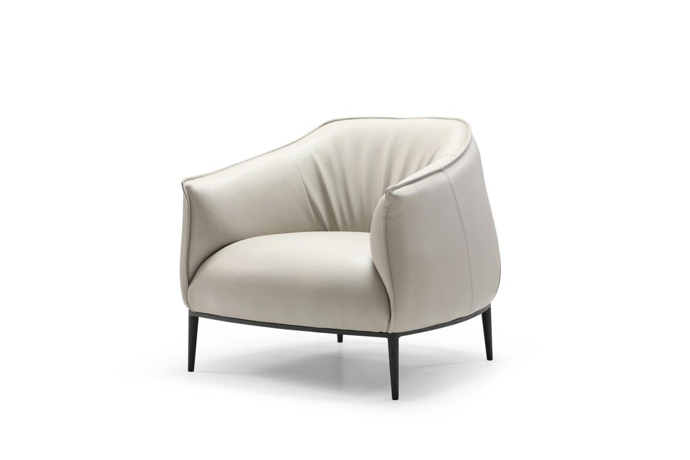 32" Light Gray and Black Faux Leather and Steel Arm Chair