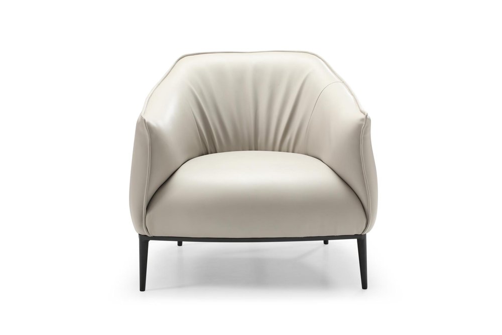 32" Light Gray and Black Faux Leather and Steel Arm Chair