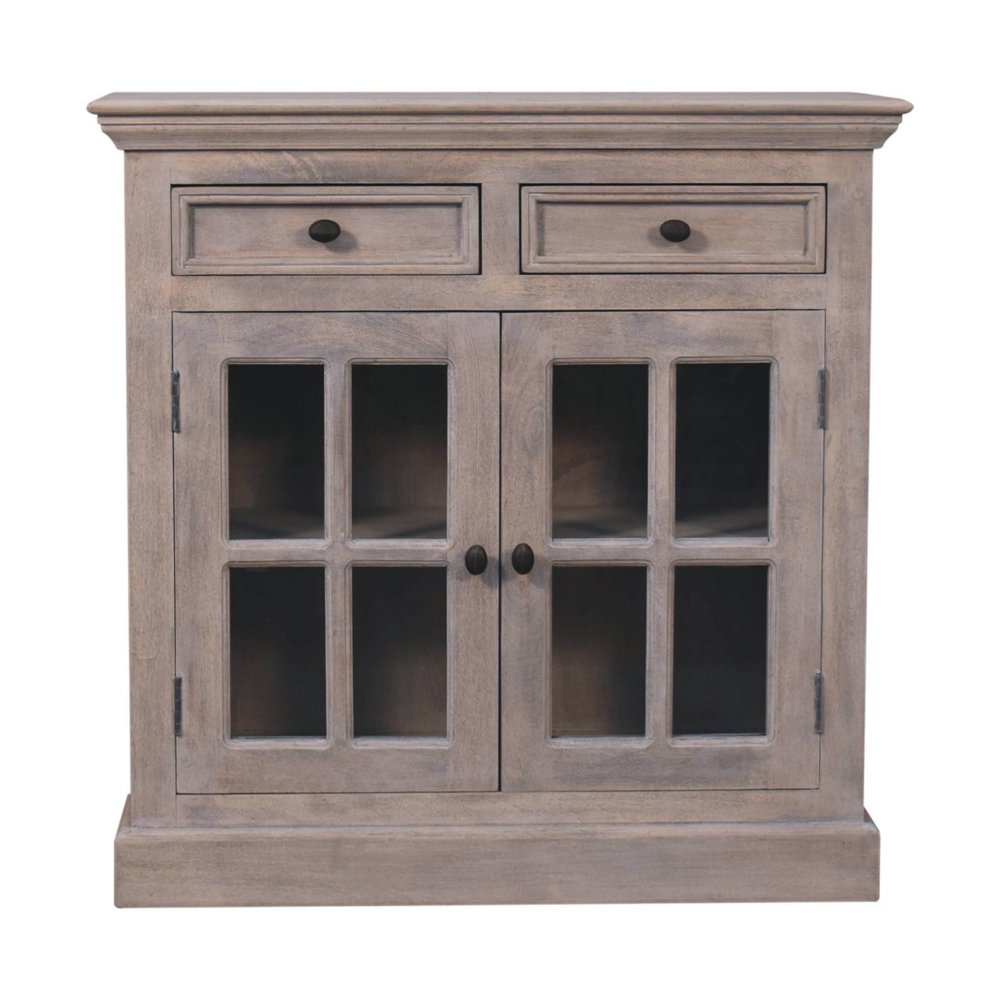 35" Brown Solid Wood Accent Cabinet With Two Doors And Two Drawers