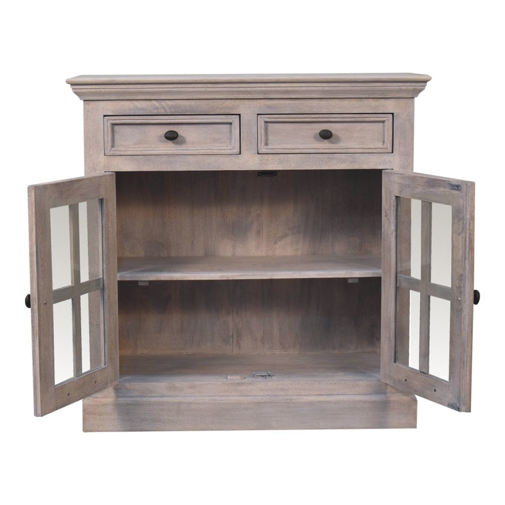 35" Brown Solid Wood Accent Cabinet With Two Doors And Two Drawers