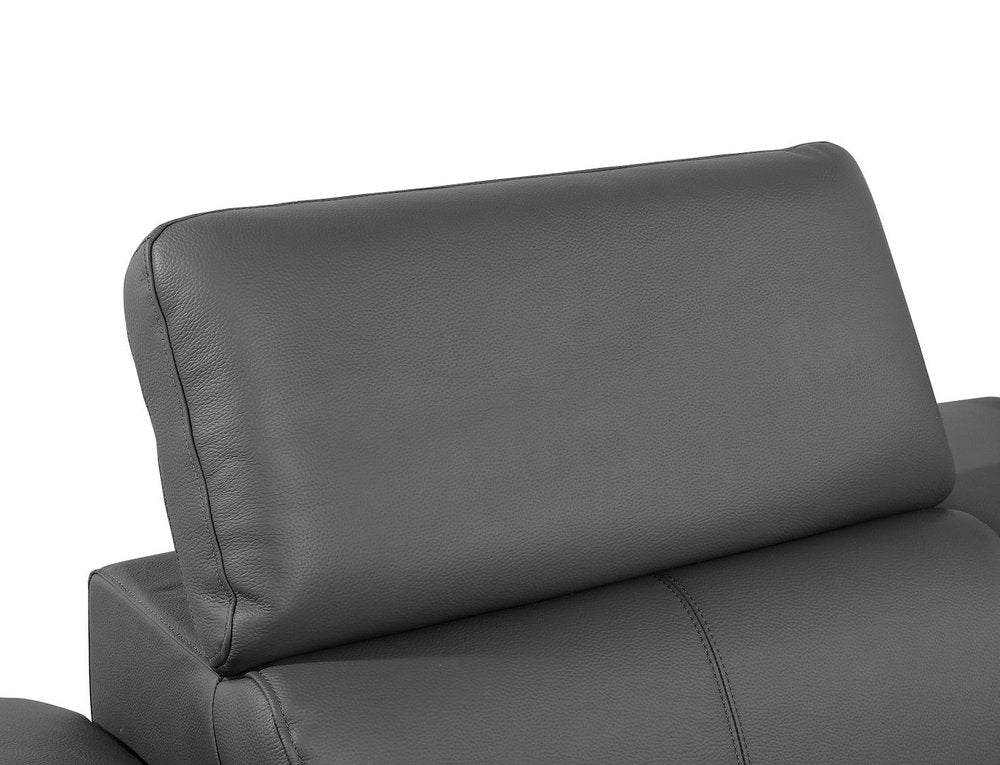 103" Dark Gray Top Grain Leather Reclining Metal USB Sofa