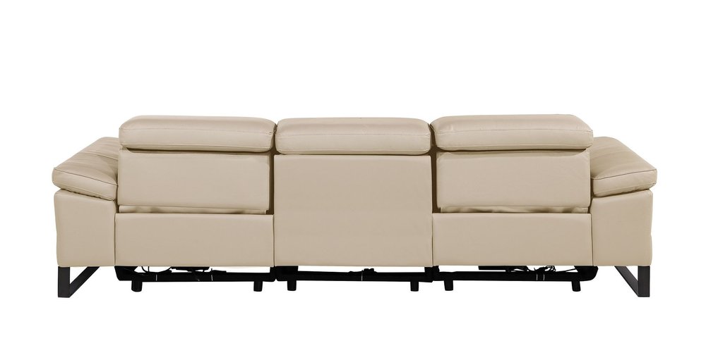 103" Dark Gray Top Grain Leather Reclining Metal USB Sofa