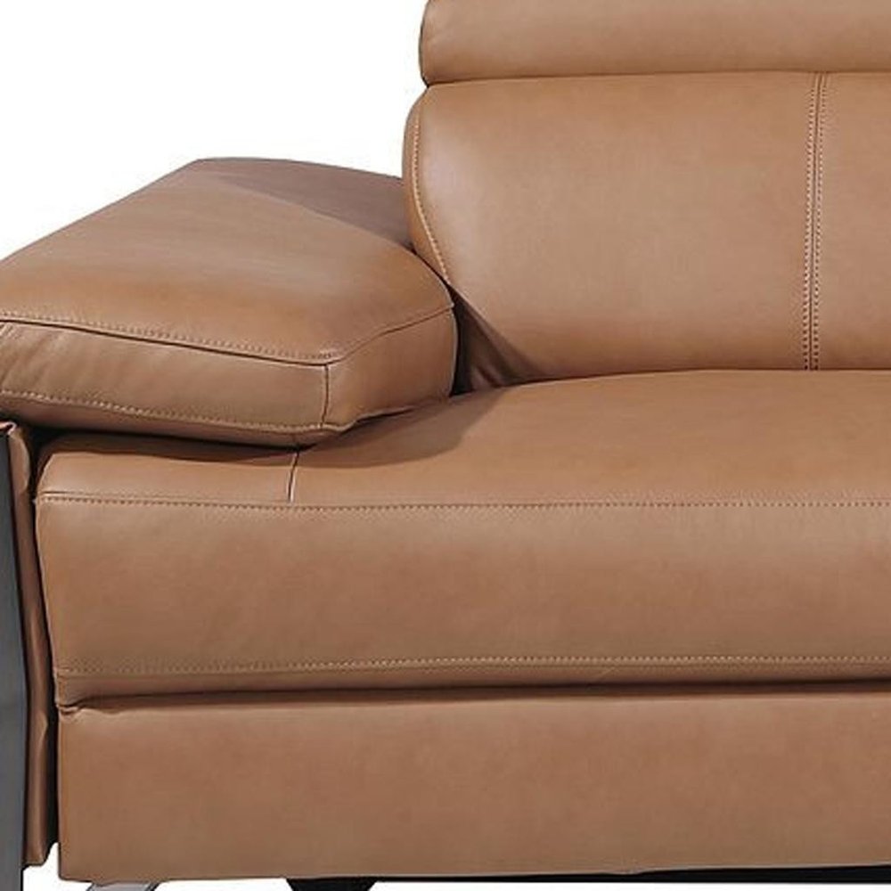 103" Dark Gray Top Grain Leather Reclining Metal USB Sofa