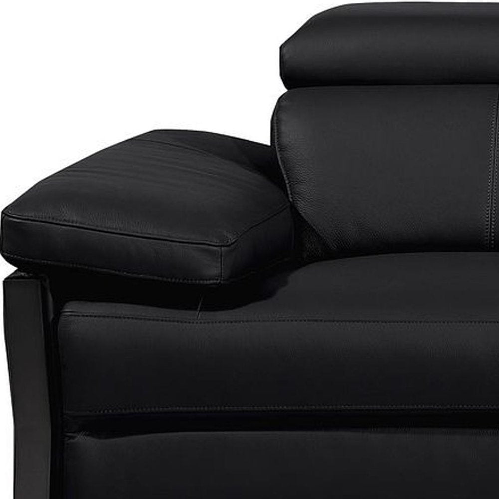 103" Dark Gray Top Grain Leather Reclining Metal USB Sofa