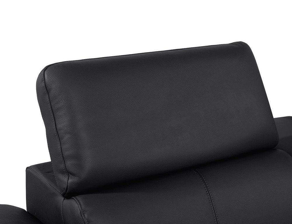 103" Dark Gray Top Grain Leather Reclining Metal USB Sofa