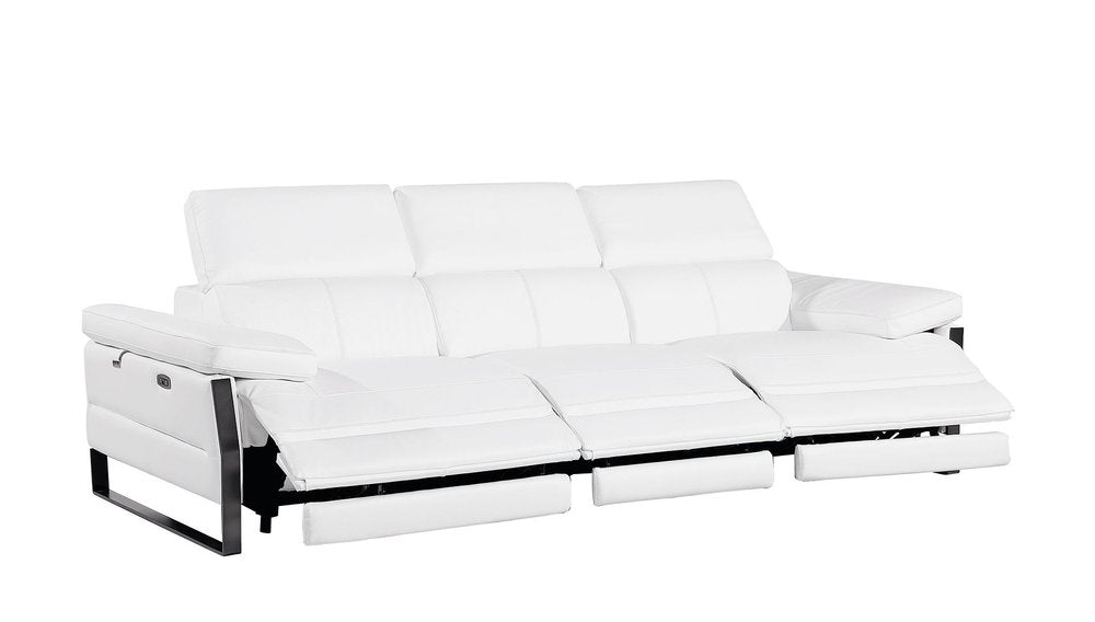 103" Dark Gray Top Grain Leather Reclining Metal USB Sofa