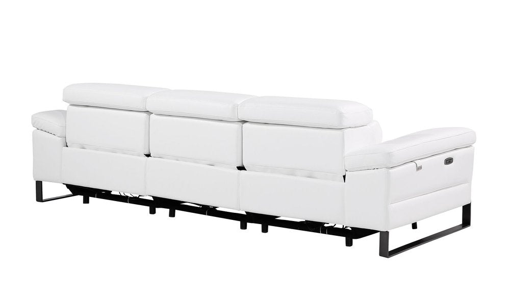 103" Dark Gray Top Grain Leather Reclining Metal USB Sofa