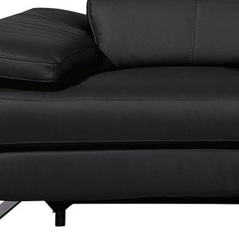 129" Dark Gray Top Grain Leather Reclining Metal USB Sofa