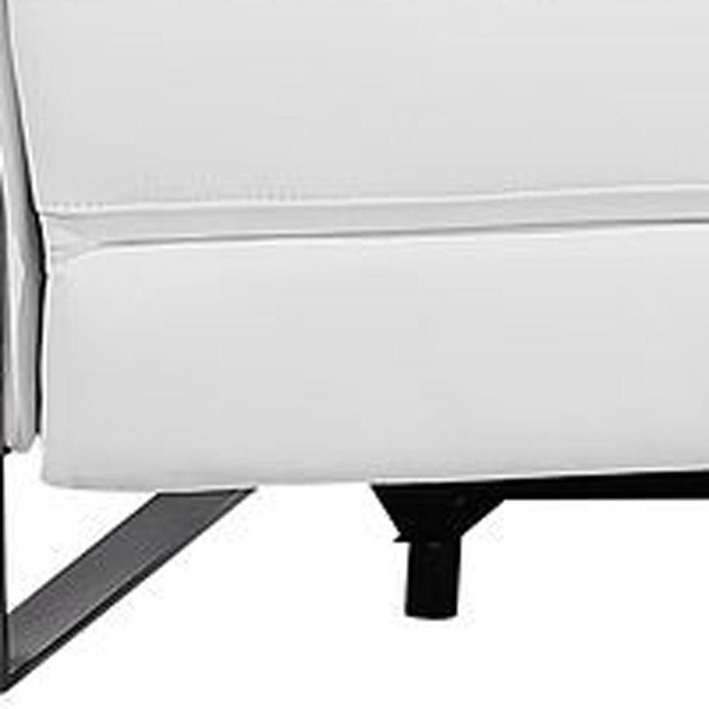 129" Dark Gray Top Grain Leather Reclining Metal USB Sofa