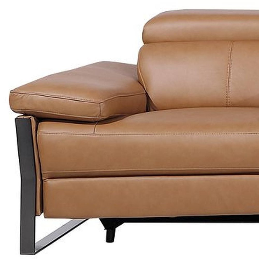 169" Dark Gray Top Grain Leather Reclining Metal USB Sofa