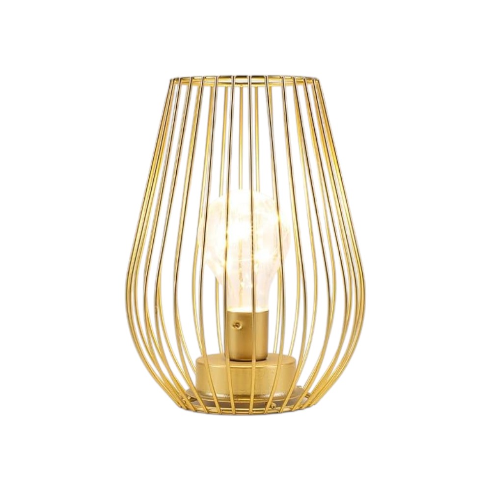 8" Gold Geometric Novelty Lantern With Novelty Shade