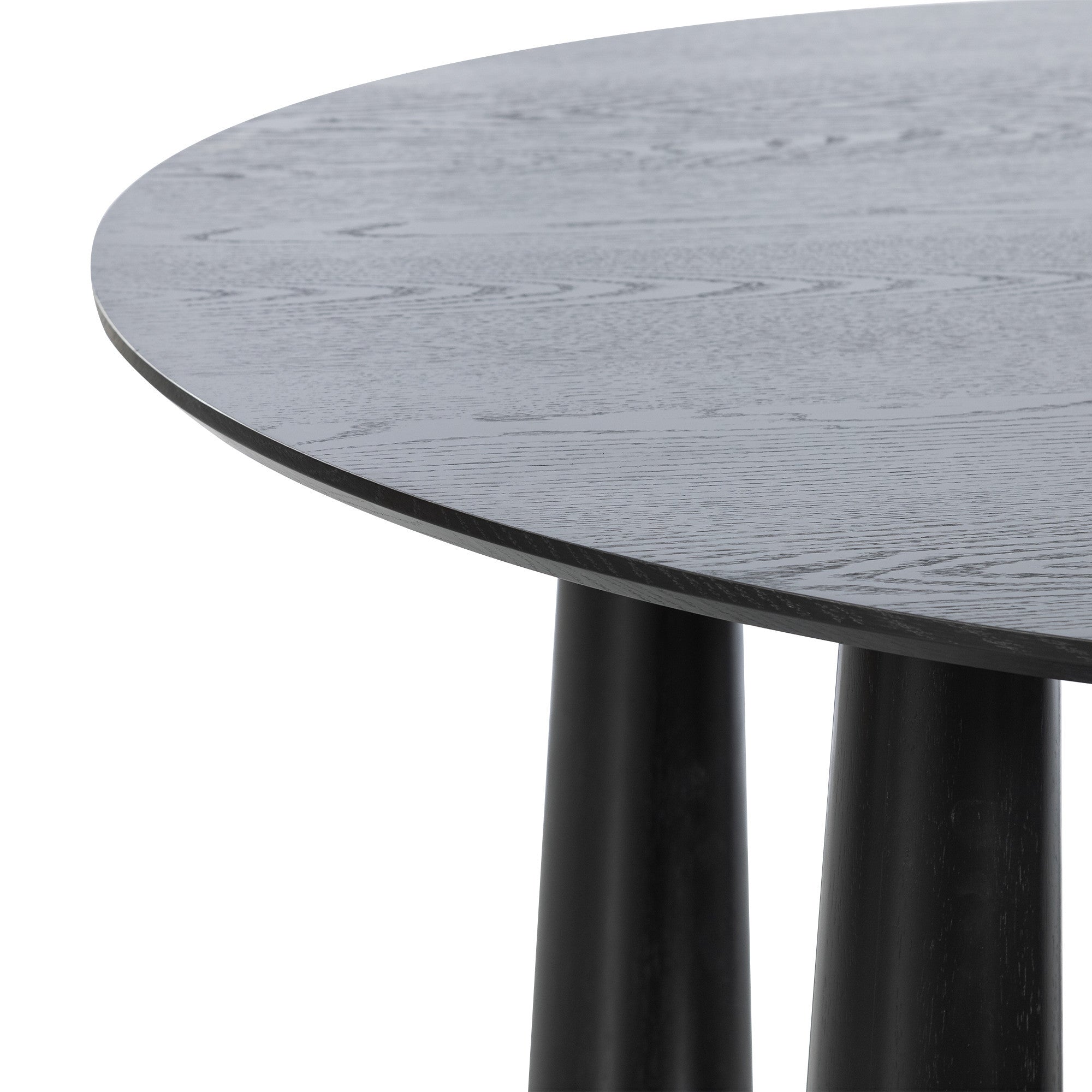 59" Black Solid Wood Round Top Dining Table