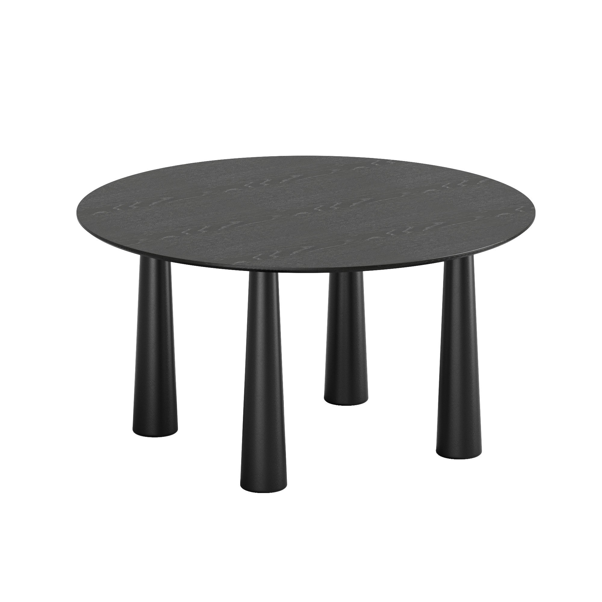 59" Black Solid Wood Round Top Dining Table