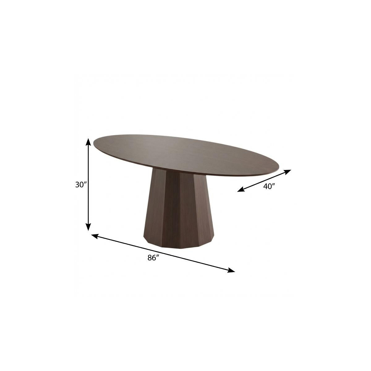 86" Walnut Solid Wood Double Pedestal Base Oval Dining Table