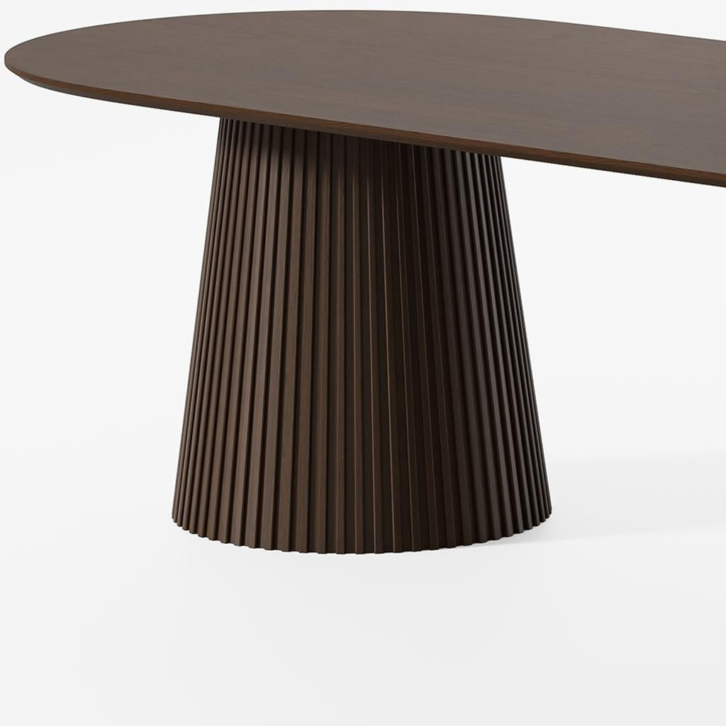 86" Walnut Solid Wood Double Pedestal Base Oval Dining Table