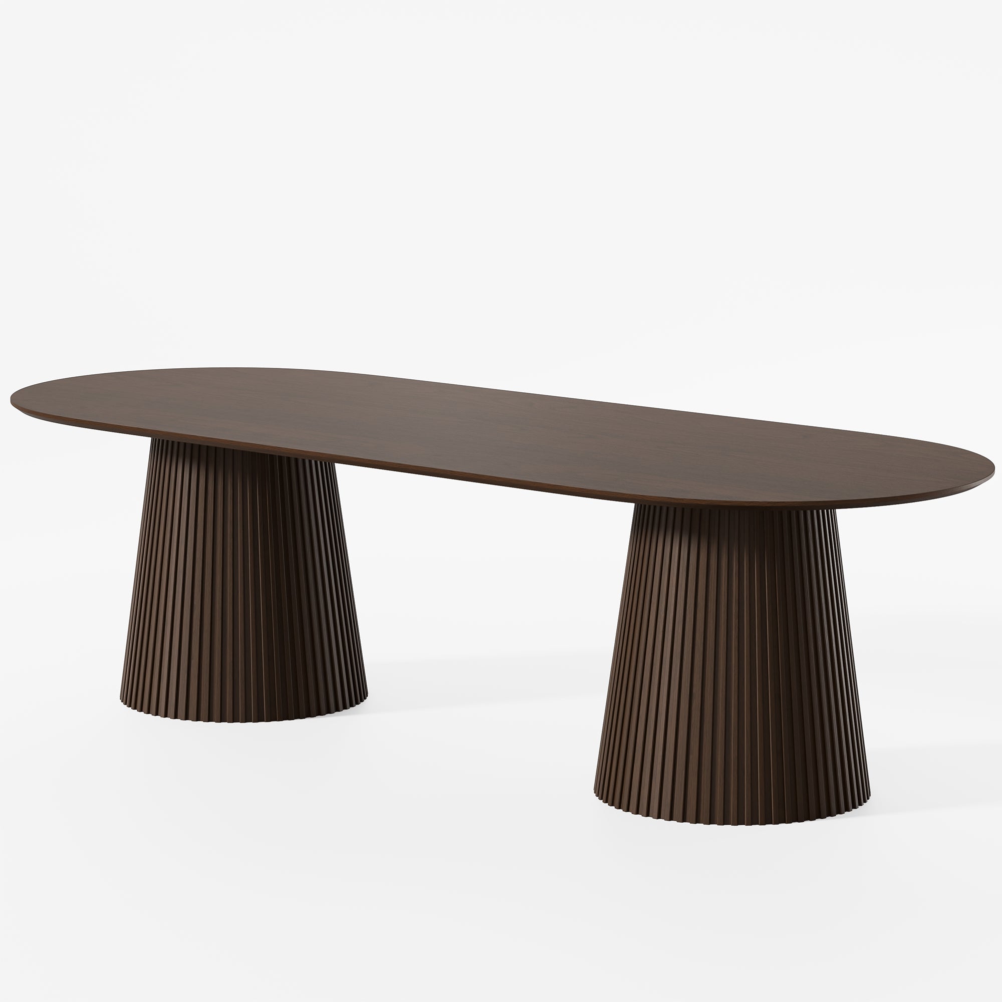 86" Walnut Solid Wood Double Pedestal Base Oval Dining Table