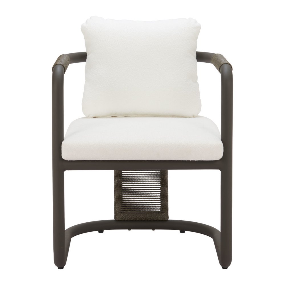 Set of Two Ivory and Black Slipcovered Upholstery Dining Arm Chairs