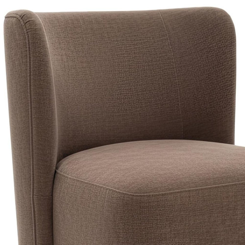 Taupe and Brown Upholstery Dining Side Chair With Wheels