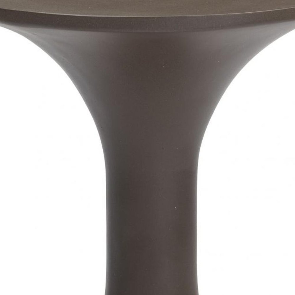 14" Dark Brown Faux Concrete Round Outdoor Side Table