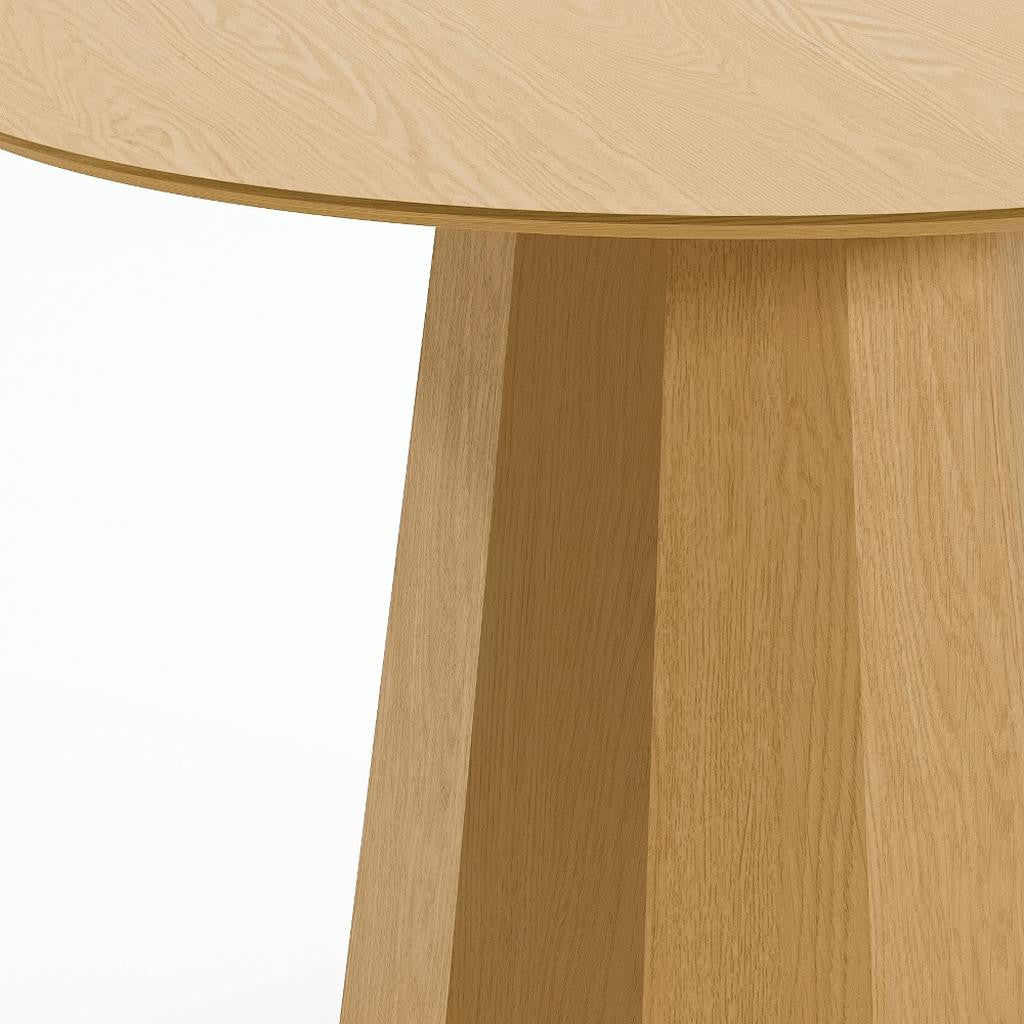 46" Oak Wood Pedestal Base Beveled Edge Round Top Dining Table
