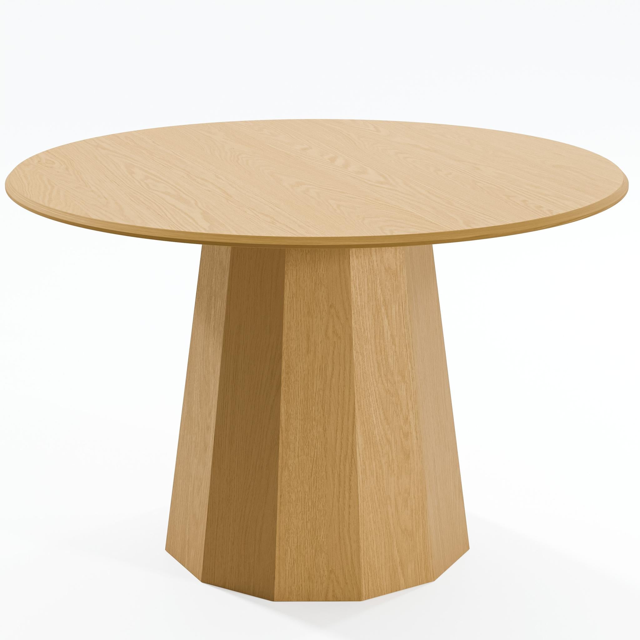46" Oak Wood Pedestal Base Round Top Dining Table