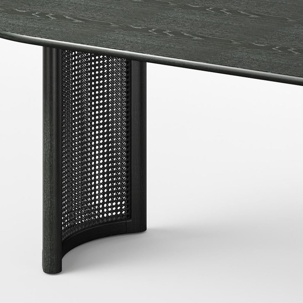 79" Black Solid Wood Double Pedestal Base Oval Dining Table