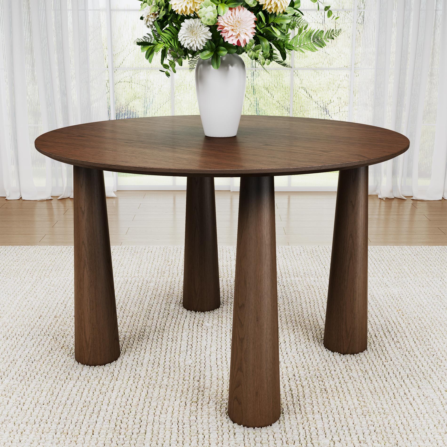 52" Walnut Solid Wood Round Top Dining Table