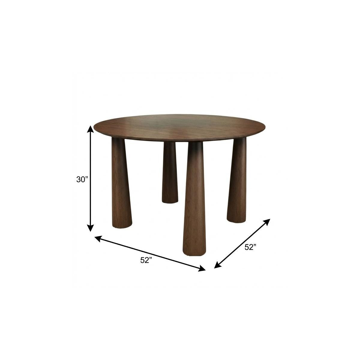 52" Walnut Solid Wood Round Top Dining Table
