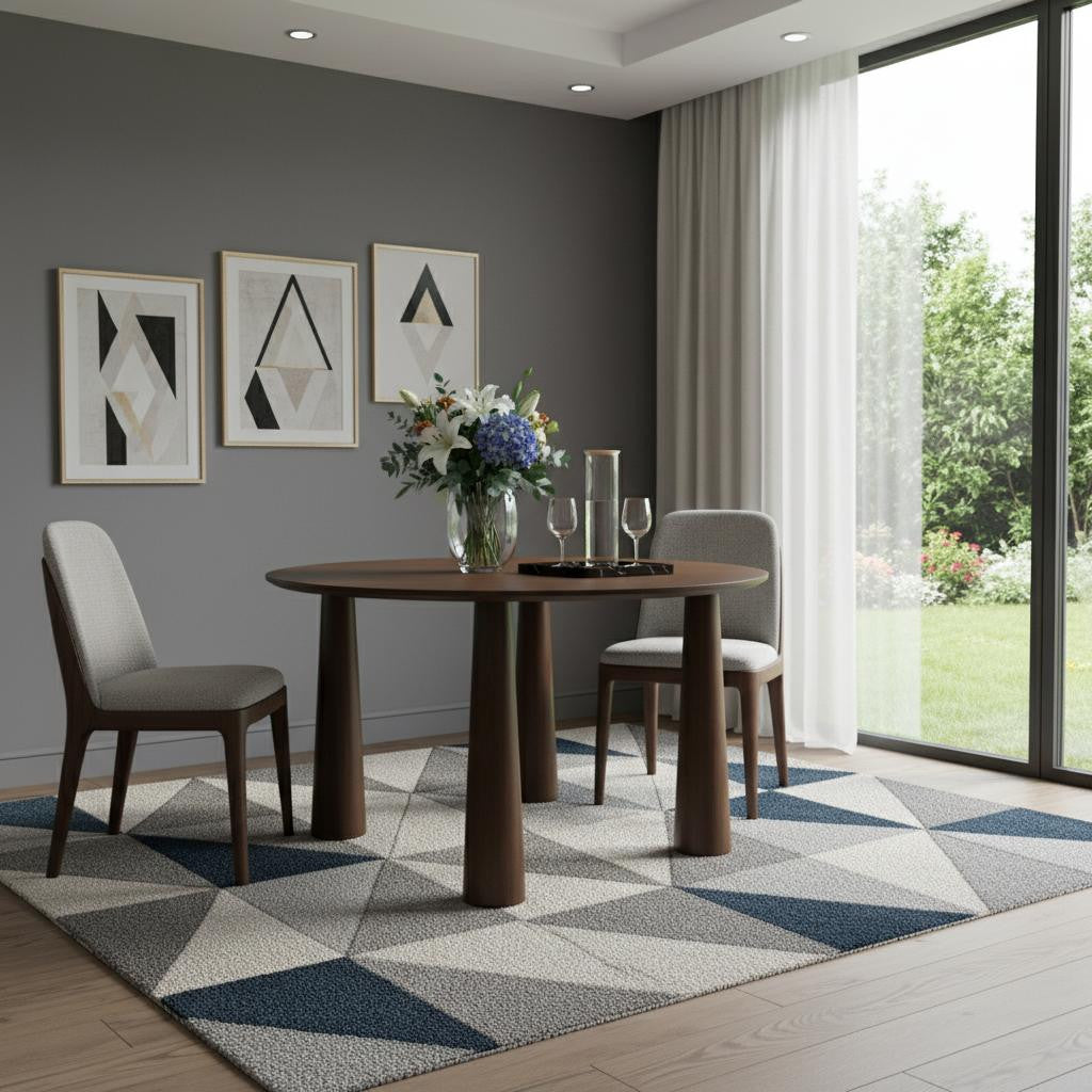 52" Walnut Solid Wood Round Top Dining Table