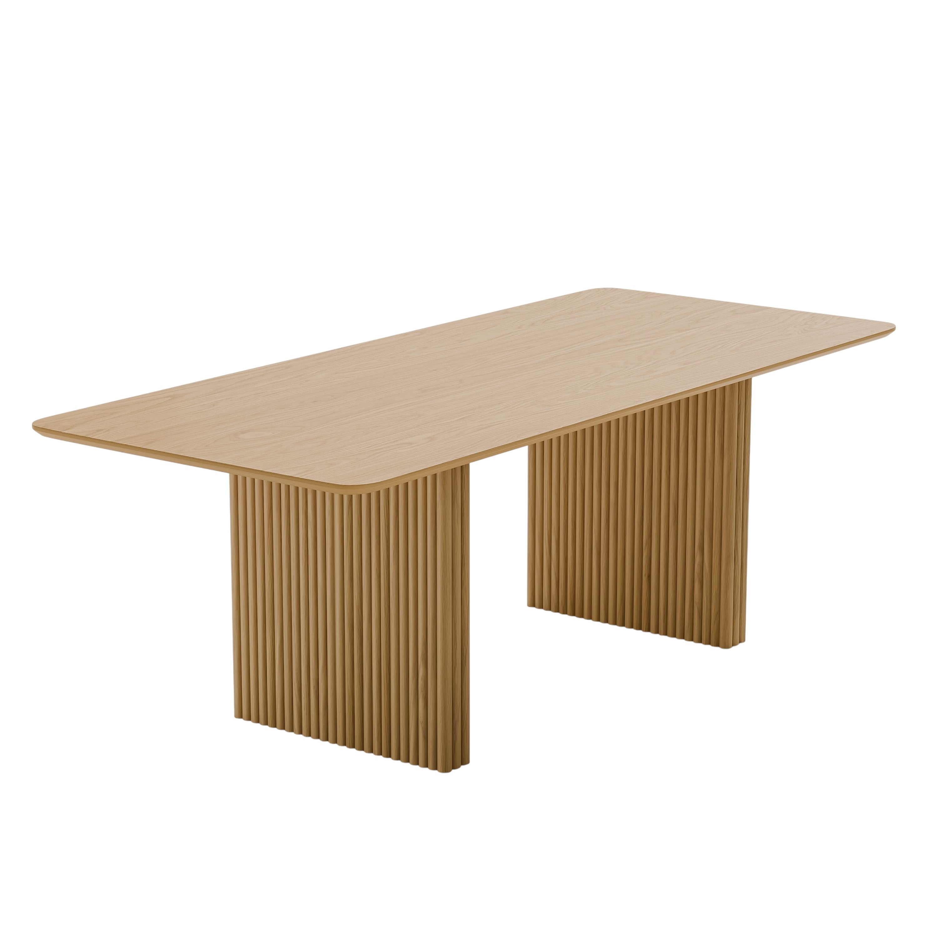 67" Natural Wood Double Pedestal Base Dining Table