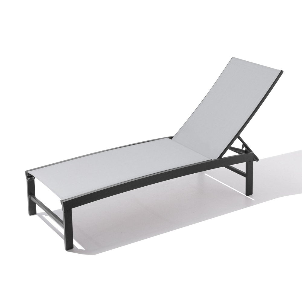 60" Light Gray Aluminum Six Position Adjustable Outdoor Chaise Lounge