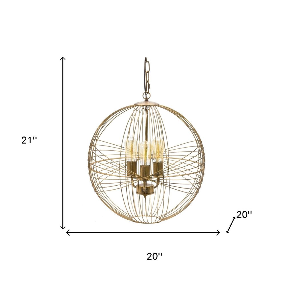 Gold Iron Sphere Ceiling Light