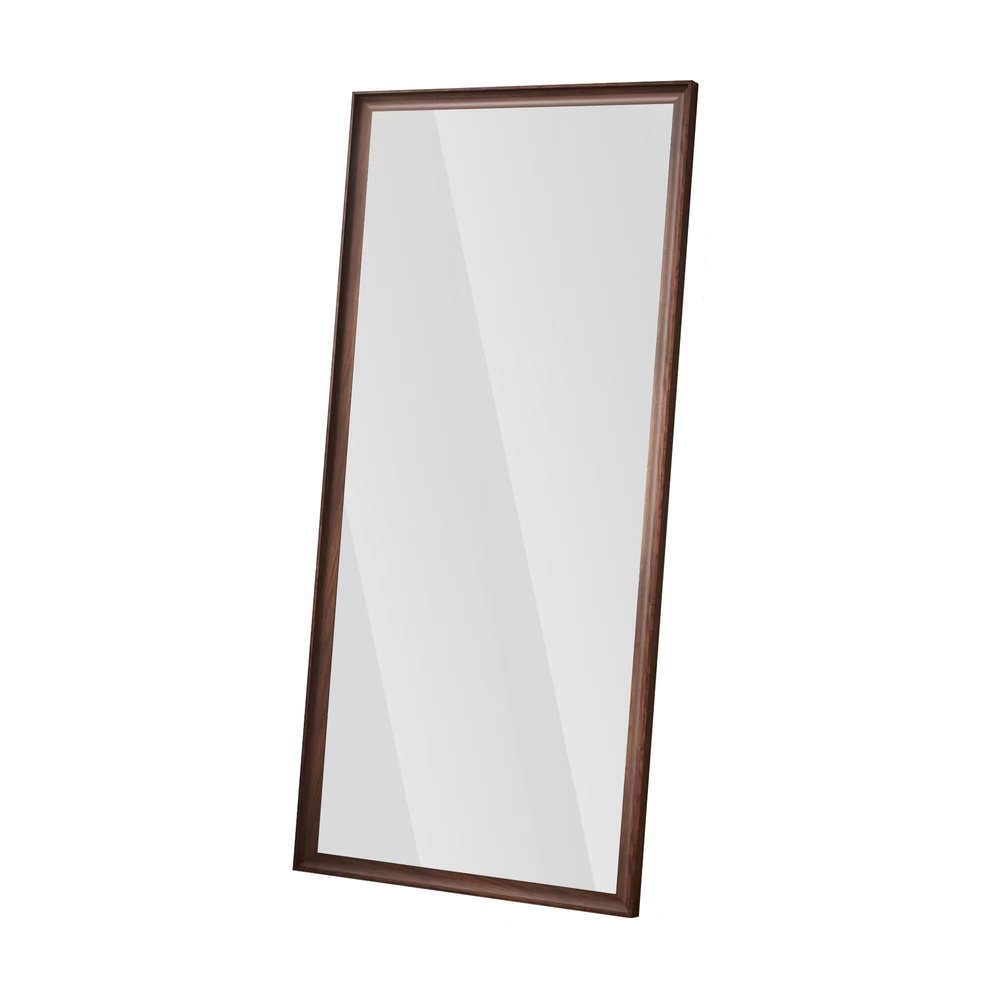 71" Brown Wood Wall Mounted And Leaning Framed Full Length Mirror