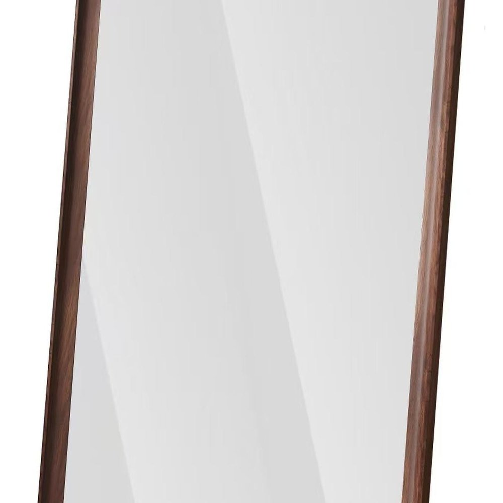 71" Brown Wood Wall Mounted And Leaning Framed Full Length Mirror