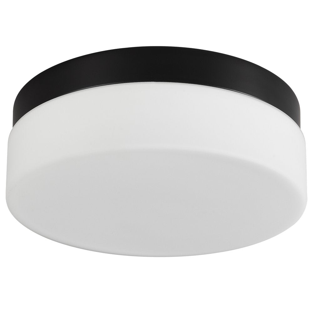 11" Black Metal And Glass Flush Mount Ceiling Light