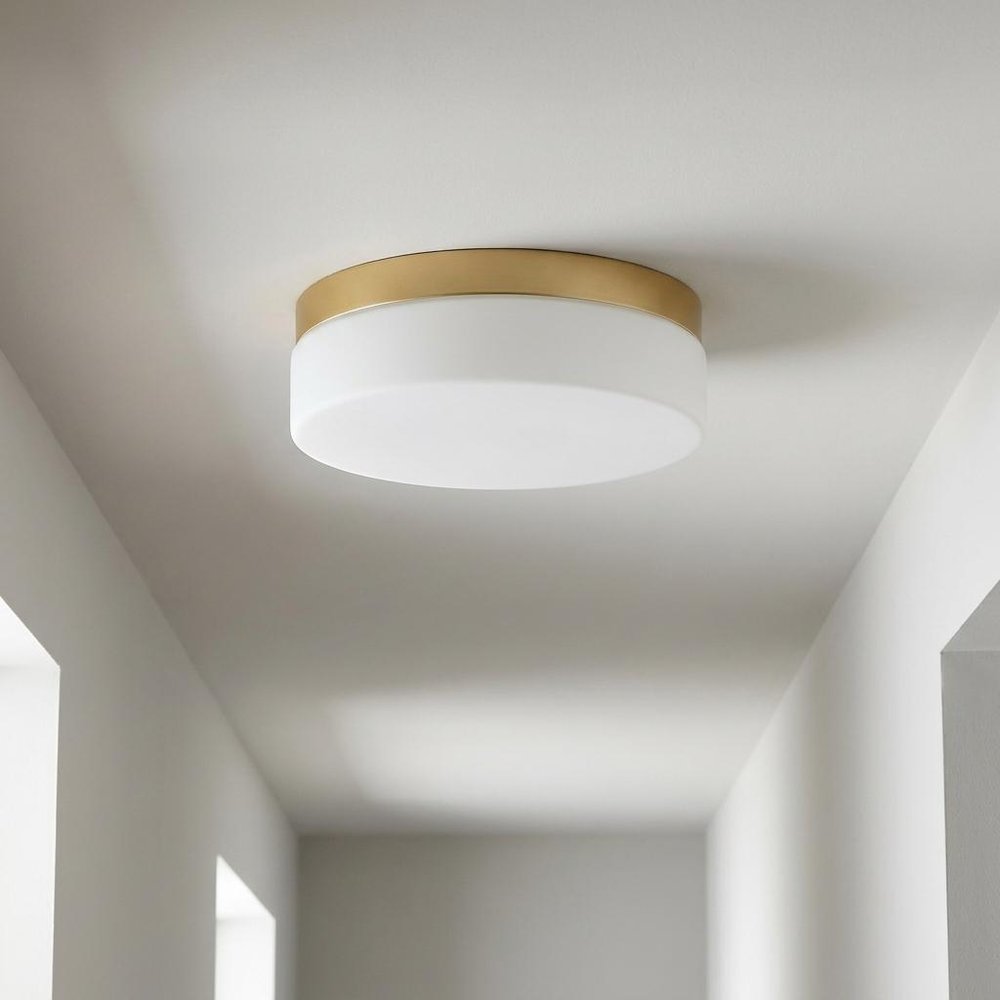 11" Black Metal And Glass Flush Mount Ceiling Light