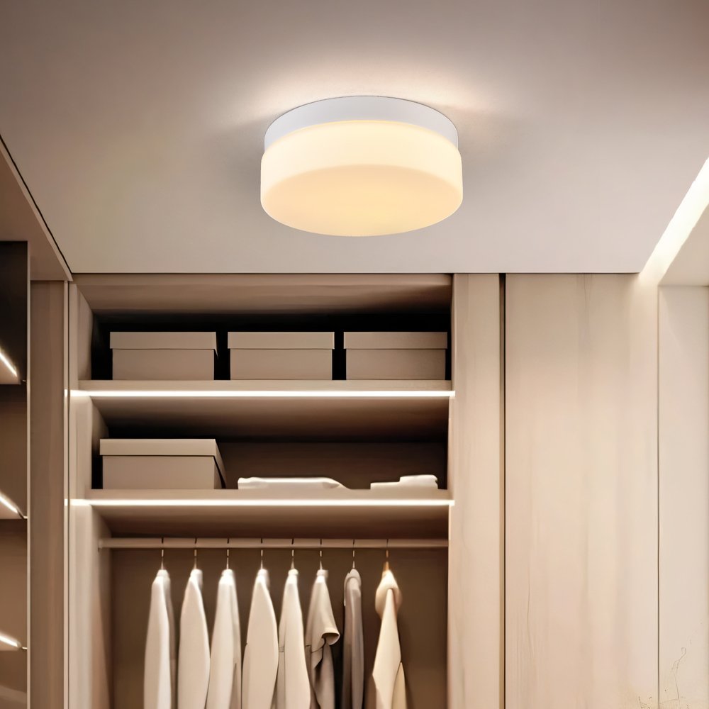 11" Black Metal And Glass Flush Mount Ceiling Light