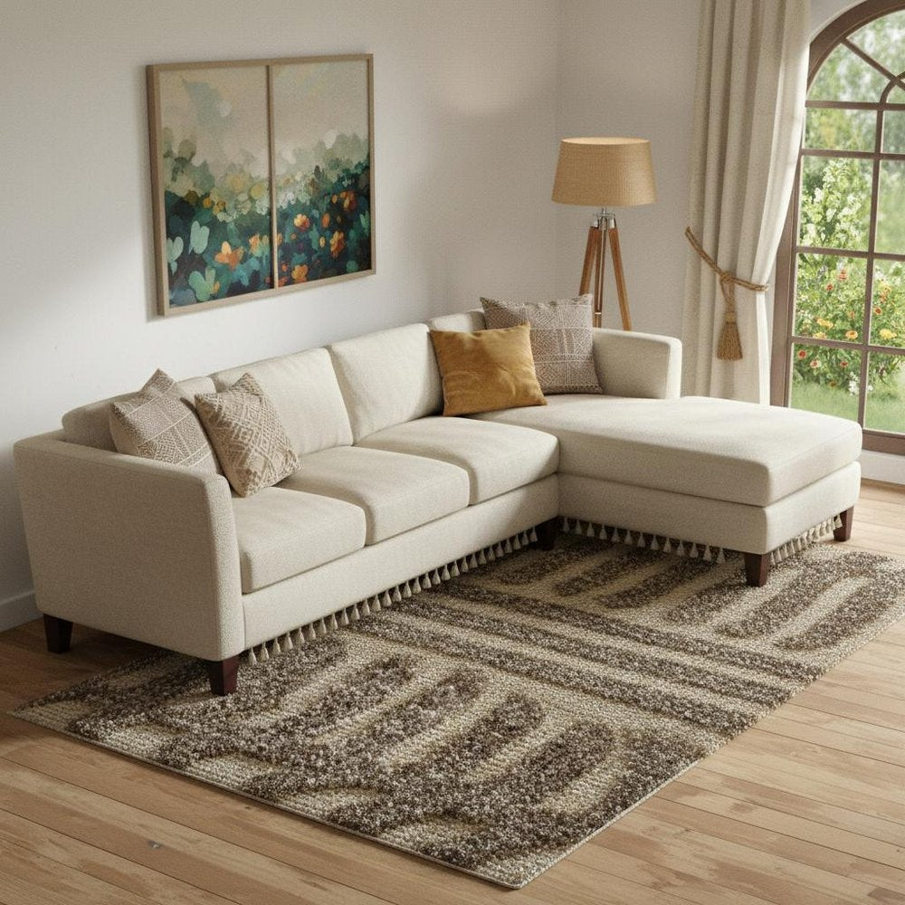 9' X 13' Taupe And Tan Animal Print Area Rug
