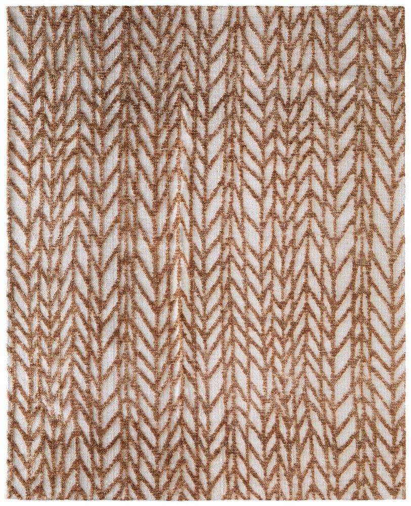 9' X 13' Brown And Tan Chevron Area Rug