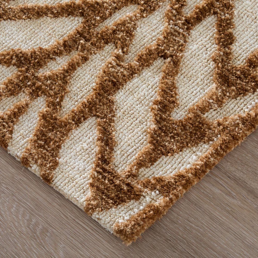 9' X 13' Brown And Tan Chevron Area Rug