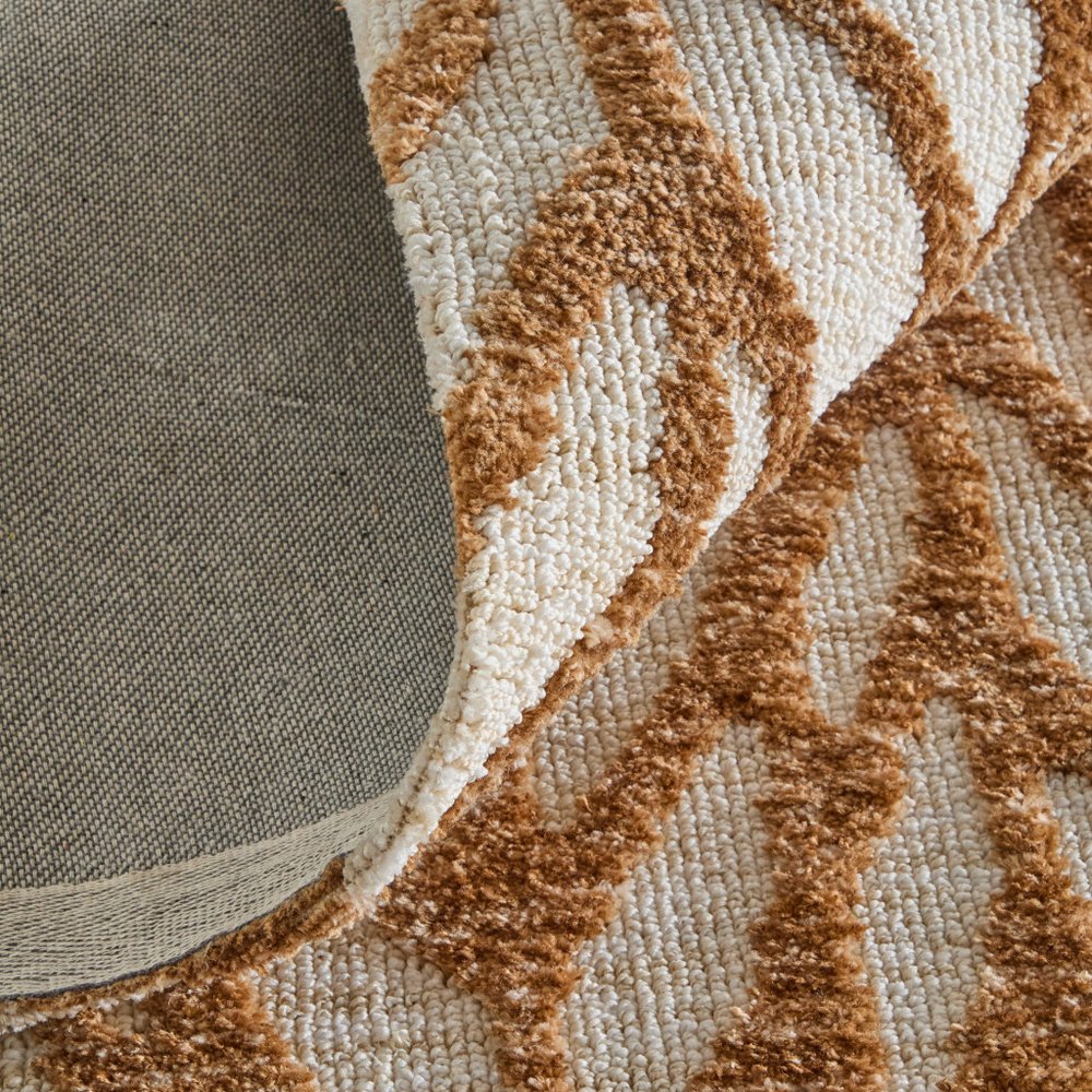 9' X 13' Brown And Tan Chevron Area Rug