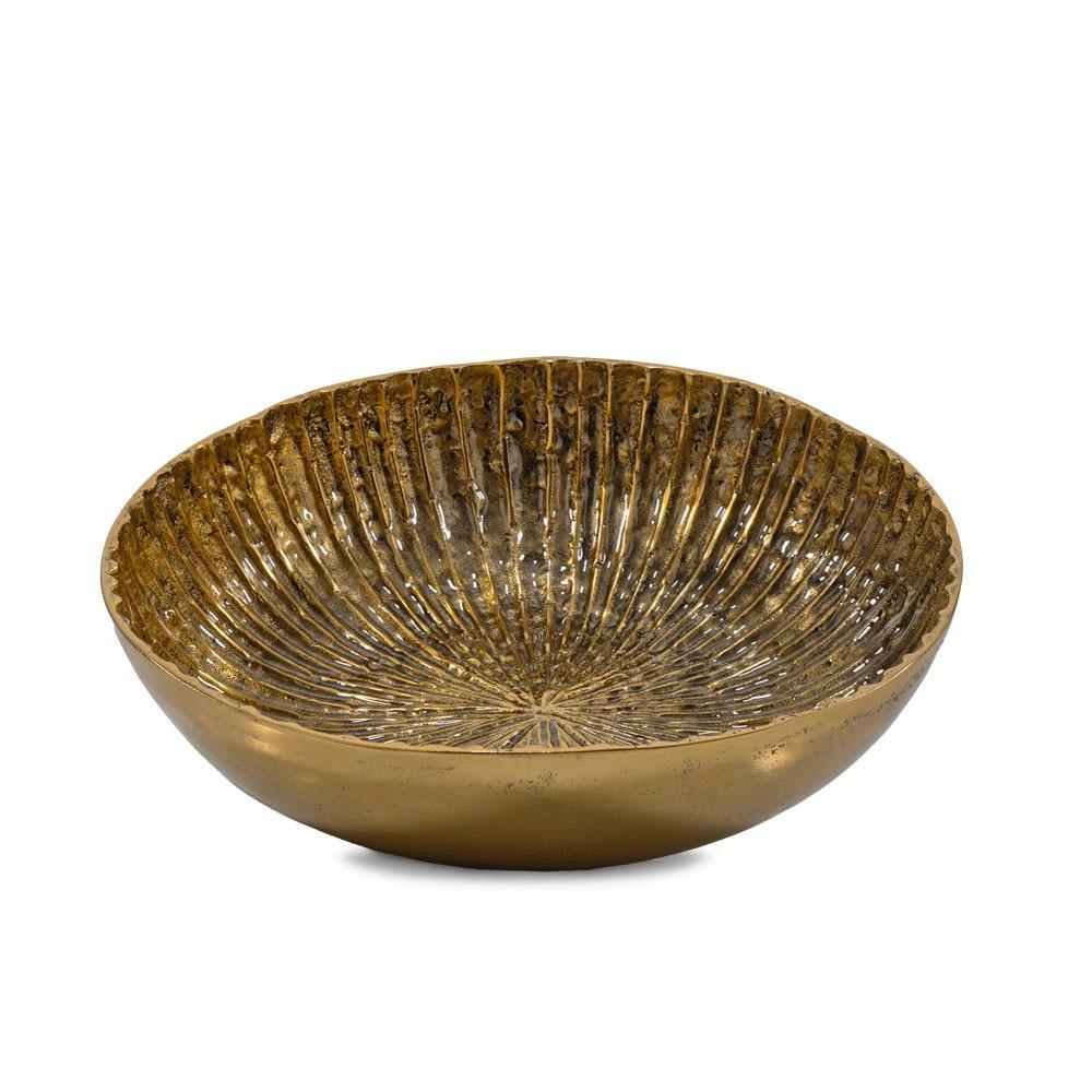16" Antiqued Gold Aluminum Round Centerpiece Bowl