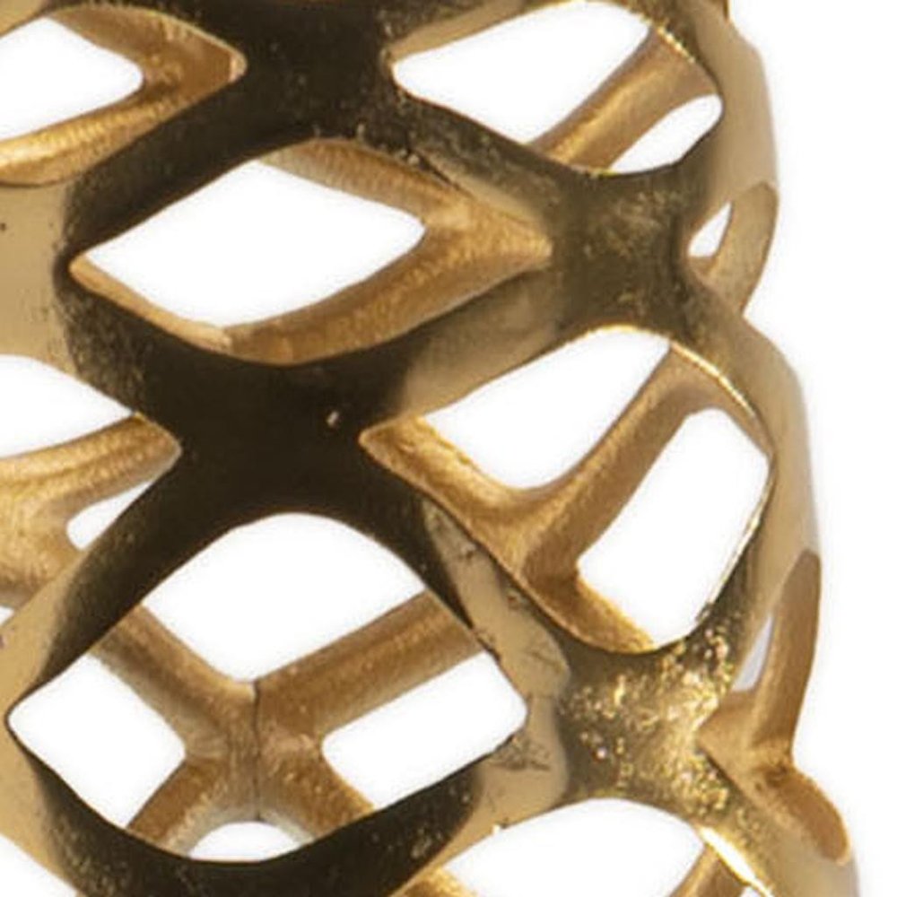 39" Gold Aluminum Pierced Geometric Cylinder Floor Vase