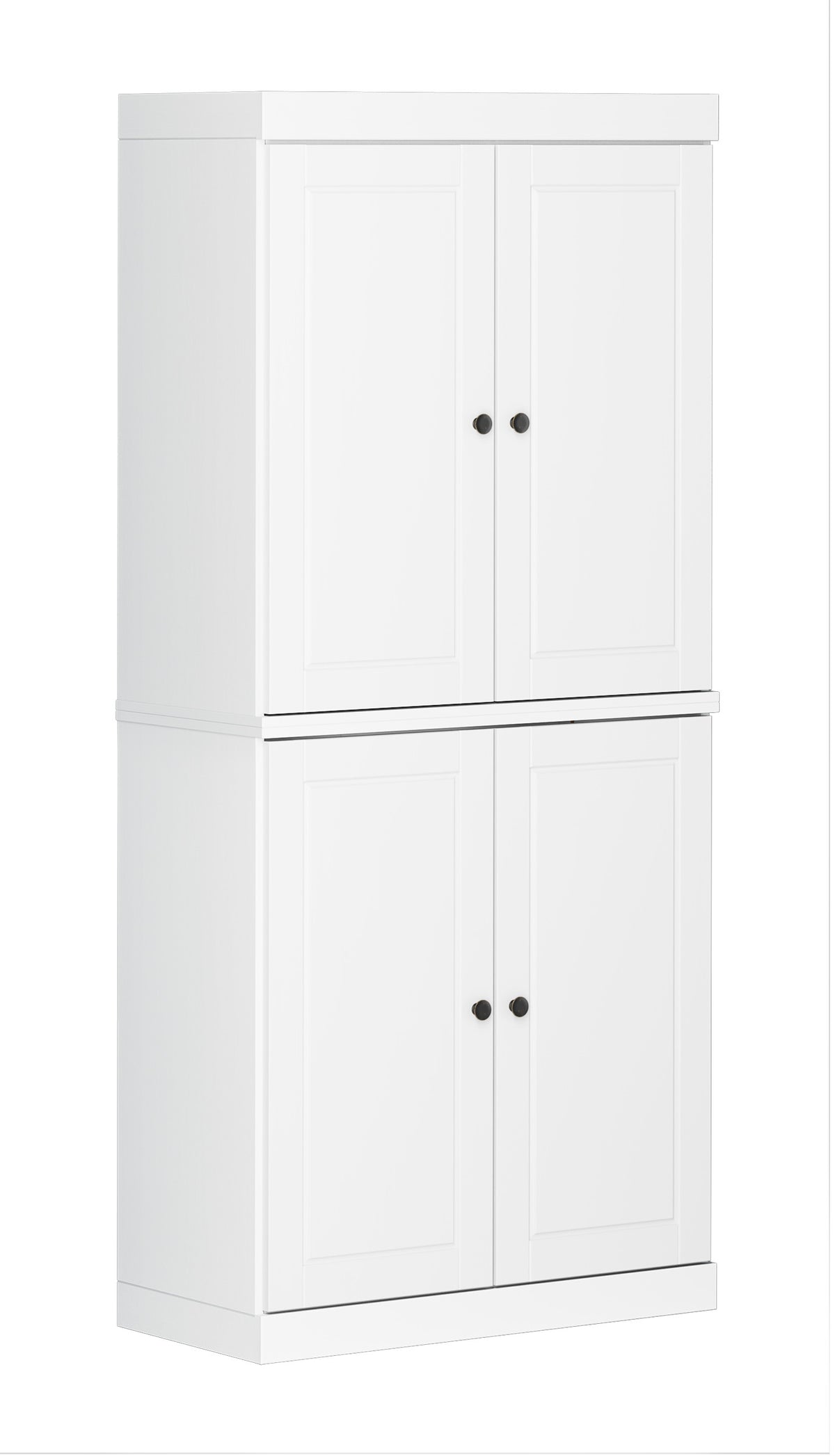 72" White Solid Wood Four Door Pantry Or Storage Closet
