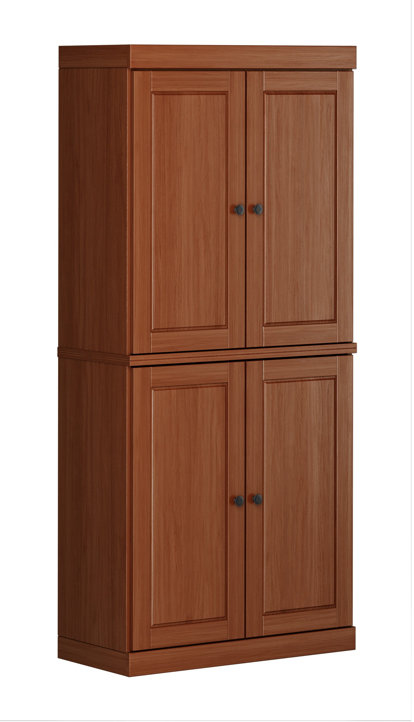 72" Brown Solid Wood Four Door Pantry Or Storage Closet