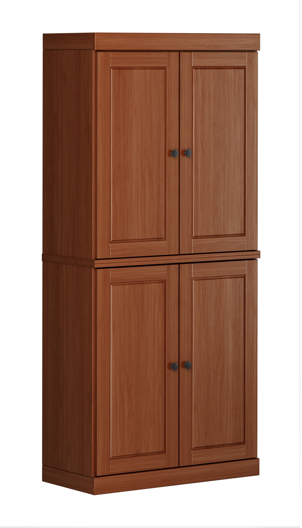 72" Brown Solid Wood Four Door Pantry Or Storage Closet