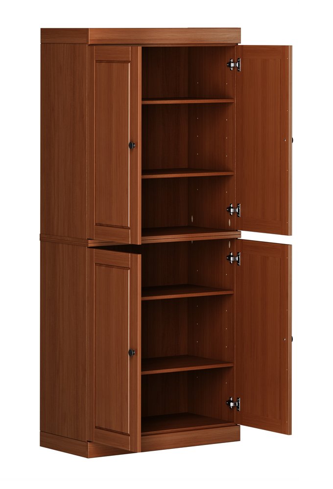72" White Solid Wood Four Door Pantry Or Storage Closet