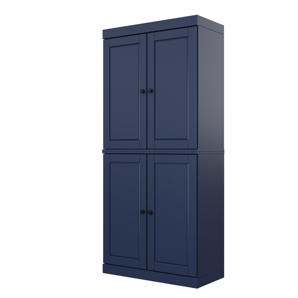 72" Yellow Solid Wood Four Door Pantry Or Storage Closet