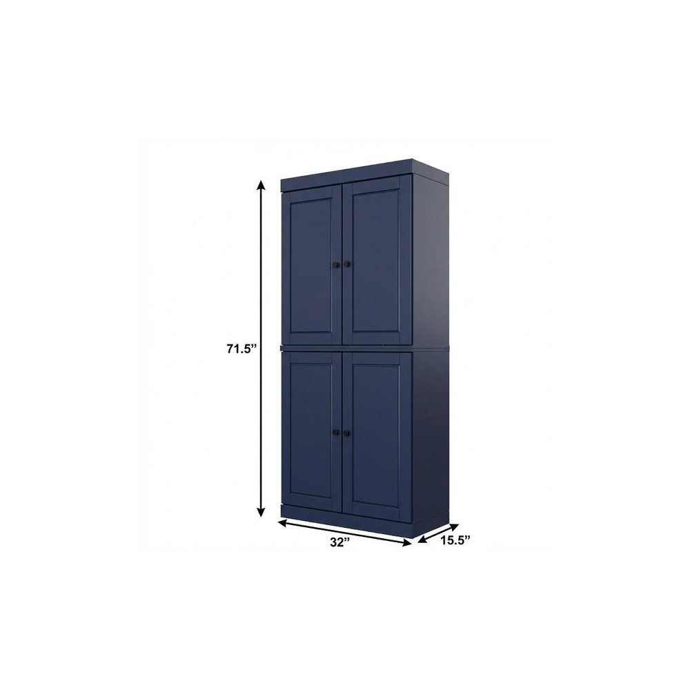 72" Yellow Solid Wood Four Door Pantry Or Storage Closet